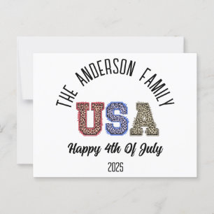 USA Cheetah Print Personalized Reunion Name Postcard
