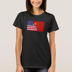 Usa China Vintage Flag For Chinese Americans Ameri T-Shirt