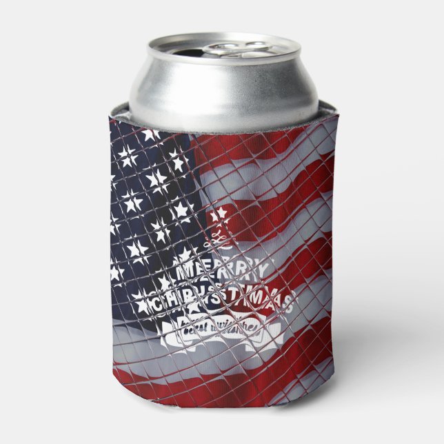 USA Christmas: A Festive Celebration of Freedom Can Cooler (Can Front)