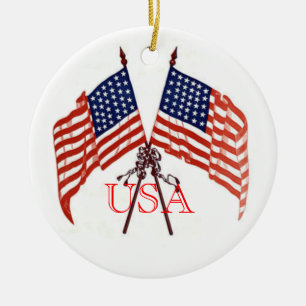 USA Christmas Ceramic Tree Decoration