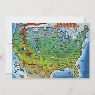 USA Christmas Map Holiday Card