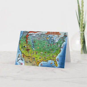 USA Christmas Map Holiday Card