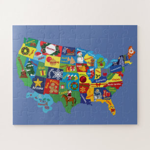 USA Christmas MAP jigsaw puzzle
