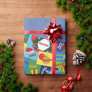 USA Christmas Map Wrapping Paper
