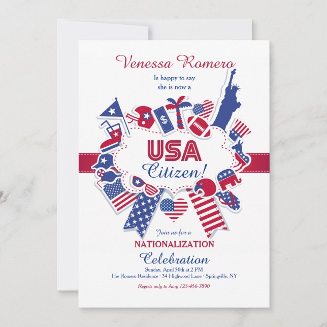 USA Citizen Nationalisation Party Invitation (Front)