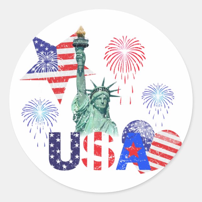 USA CLASSIC ROUND STICKER (Front)