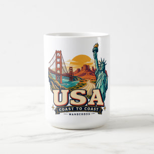 USA Coast to Coast Retro Coffee Mug WanderOdd