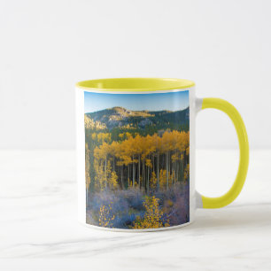 USA, Colorado. Bright Yellow Aspens in Rockies Mug