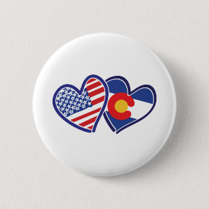 USA-Colorado-Flag-Hearts 6 Cm Round Badge