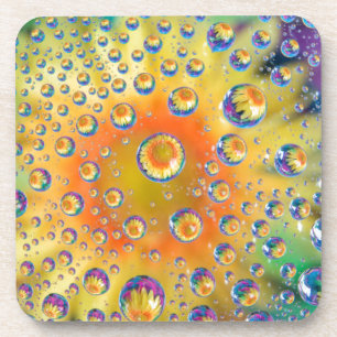 USA, Colorado, Lafayette. Water bubbles on glass 2 Coaster