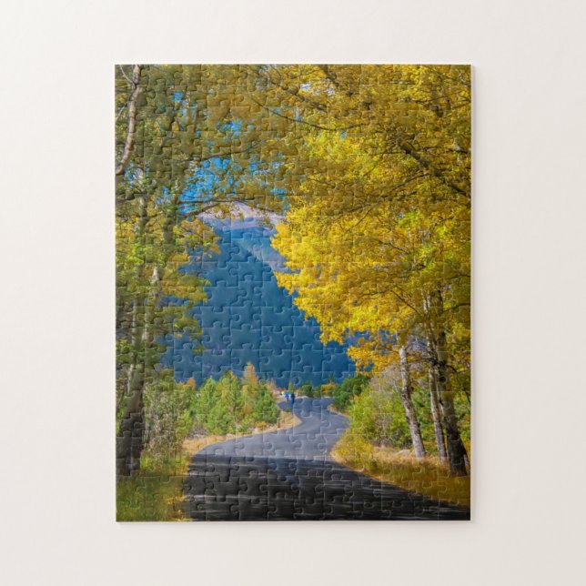 USA, Colorado. Road Flanked By Aspens Jigsaw Puzzle (Vertical)