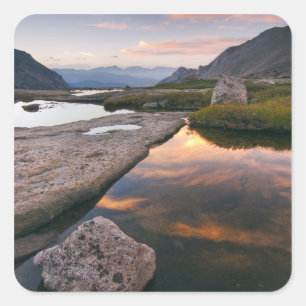 USA, Colorado, Rocky Mountain NP.  Sunrise in Square Sticker