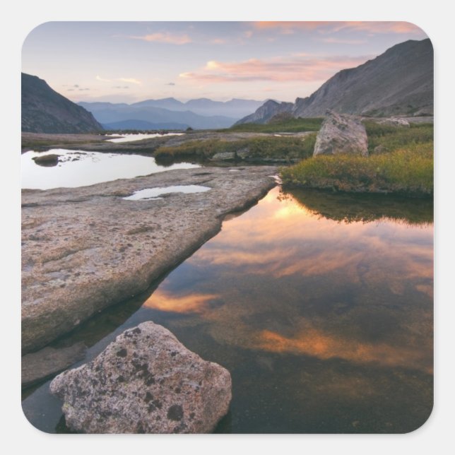 USA, Colorado, Rocky Mountain NP.  Sunrise in Square Sticker (Front)