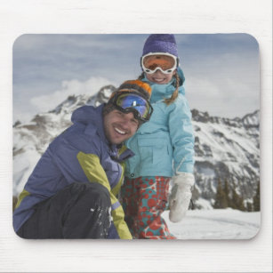 USA, Colorado, Telluride, Father and daughter Mouse Mat