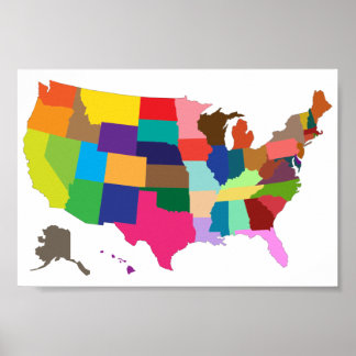 USA Colour Map Poster