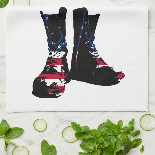 USA Combat Boots Tea Towel (Folded)