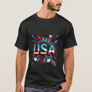 USA Comic Style Pop Art Patriotic 4th of July Desi T-Shirt