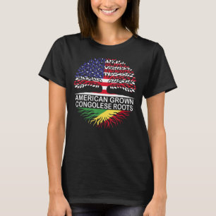 USA & Congo Republic Flags American Grown Gongole T-Shirt