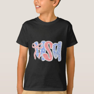 Usa Coquette Bow 4th Of July Patriotic Women Girls T-Shirt