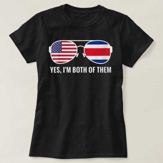 USA Costa Rica Flag Sunglasses Costa Rican America T-Shirt (Design Front)