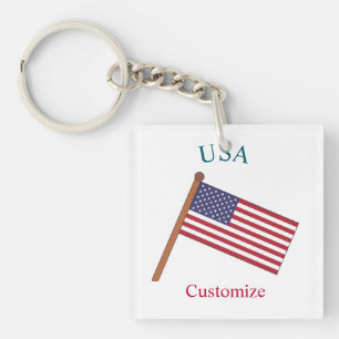 USA Country Flag Thunder_Cove Key Ring
