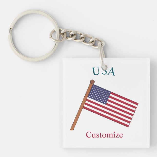 USA Country Flag Thunder_Cove Key Ring (Front)