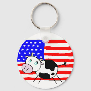 USA Cow Keychain