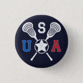 USA Crosskick Emblem - Lacrosse USA American Flag  3 Cm Round Badge (Front)