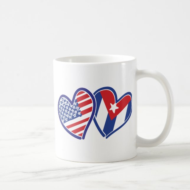 USA CUBA Flag Hearts Coffee Mug (Right)