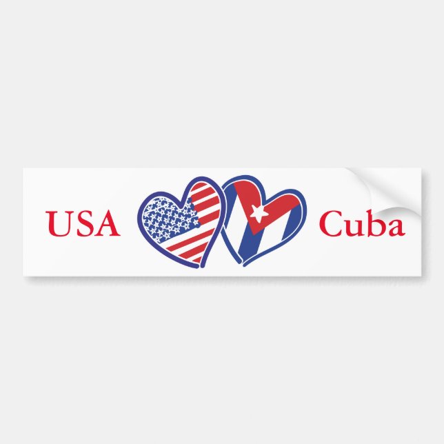 USA Cuba Love Hearts Bumper Sticker (Front)