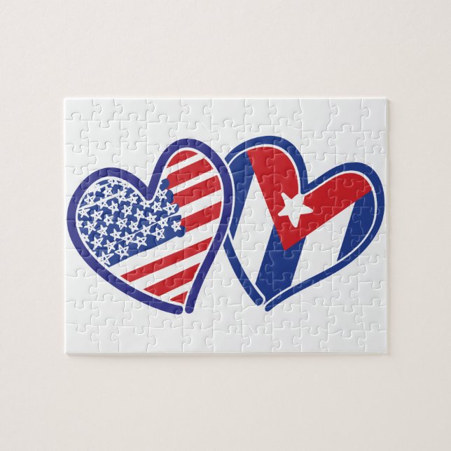 USA Cuba Love Hearts Jigsaw Puzzle (Horizontal)