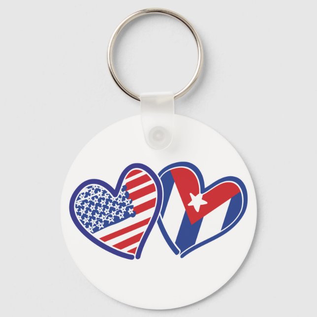 USA Cuba Love Hearts Key Ring (Front)