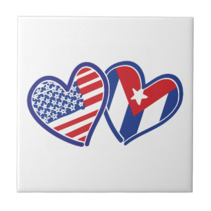 USA Cuba Love Hearts Tile