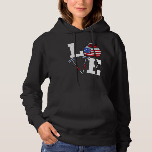 Usa Curler Broom Winter Ice Sports American Flag C Hoodie