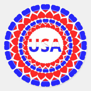 USA Cute Patriotic Classic Round Sticker