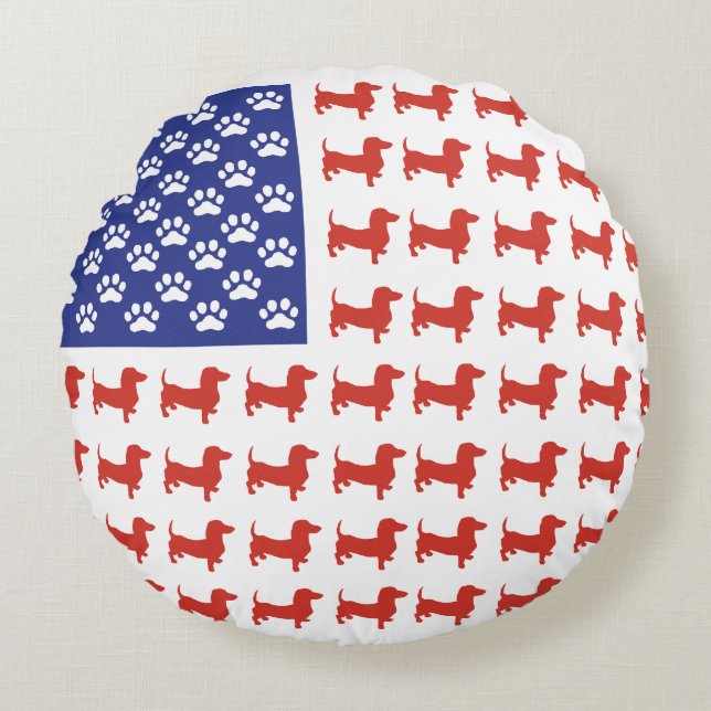 USA Dachshund Round Cushion (Front)