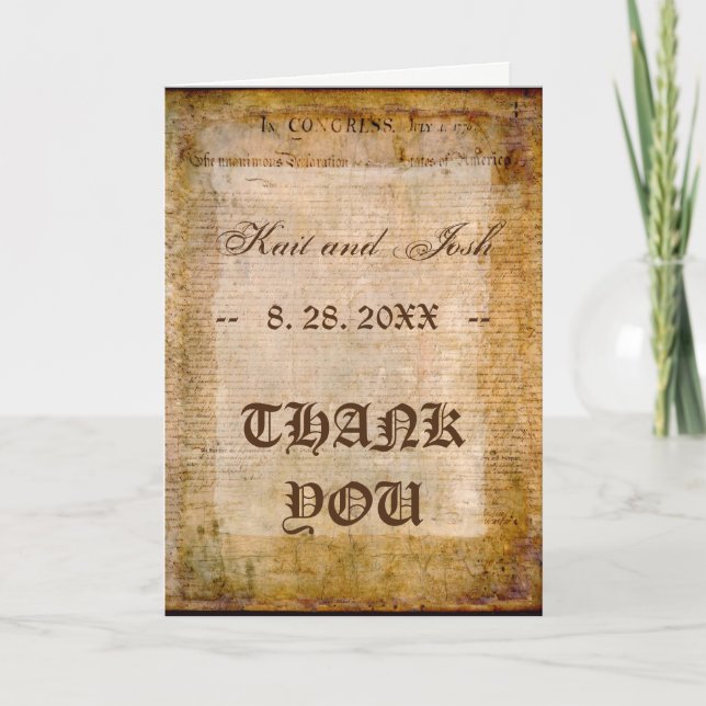 USA Declaration Independence Amazing Parchment Thank You Card (Front)
