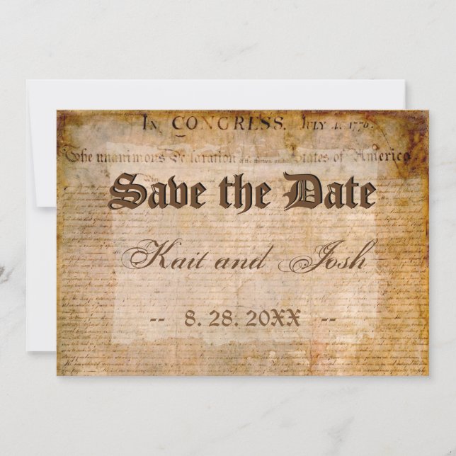 USA 📜 Declaration of Independence Save the Date Invitation (Front)