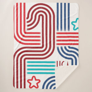 USA Deco Stripes - America's 250th Anniversary Sherpa Blanket