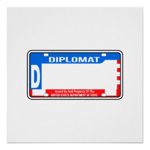 USA Diplomatic License Plate Blank Poster