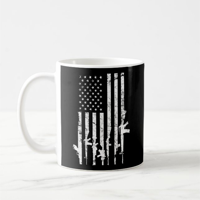 Usa Distressed Flag Guns Pro Gun 2Nd Adt On Back Coffee Mug (Left)