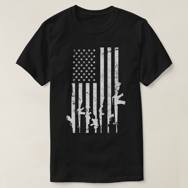 USA Distressed Flag Guns Pro Gun  2nd Amendment  O T-Shirt (Design Front)