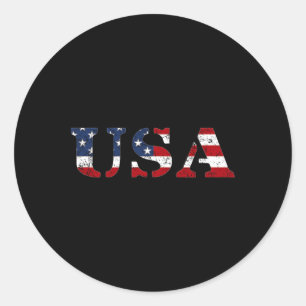 Usa Distressed Us Flag Patriotic Fourth Of July Am Classic Round Sticker