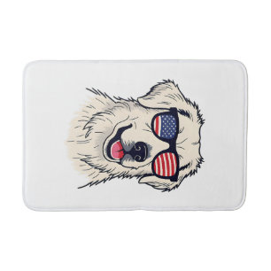 USA Dog Lover - Cool Pup with American Flag Shades Bath Mat