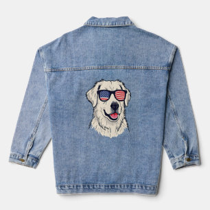 USA Dog Lover - Cool Pup with American Flag Shades Denim Jacket