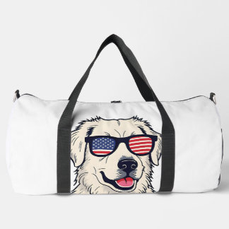 USA Dog Lover - Cool Pup with American Flag Shades Duffle Bag