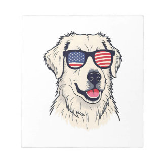 USA Dog Lover - Cool Pup with American Flag Shades Notepad