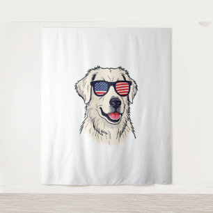 USA Dog Lover - Cool Pup with American Flag Shades Tapestry
