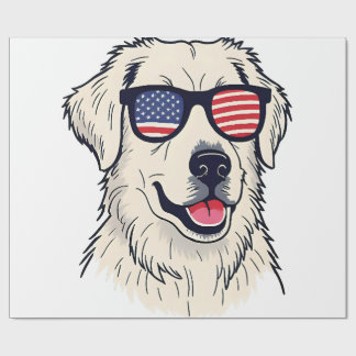 USA Dog Lover - Cool Pup with American Flag Shades Wrapping Paper