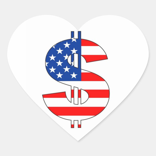 usa dollar symbol money sign heart sticker (Front)
